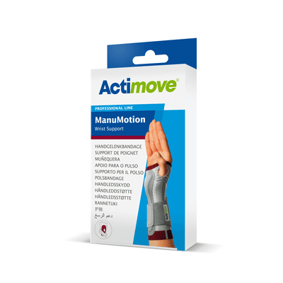 ACTIMOVE PRO Orteza stabilizująca nadgarstek ze wzmocnieniem i z kompresją medyczną (lewa) biały