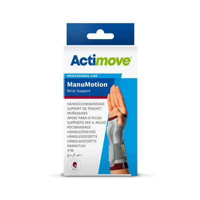 ACTIMOVE Manumotion Orteza stabilizująca nadgarstek ze wzmocnieniem i z kompresją medyczną (prawa) biały
