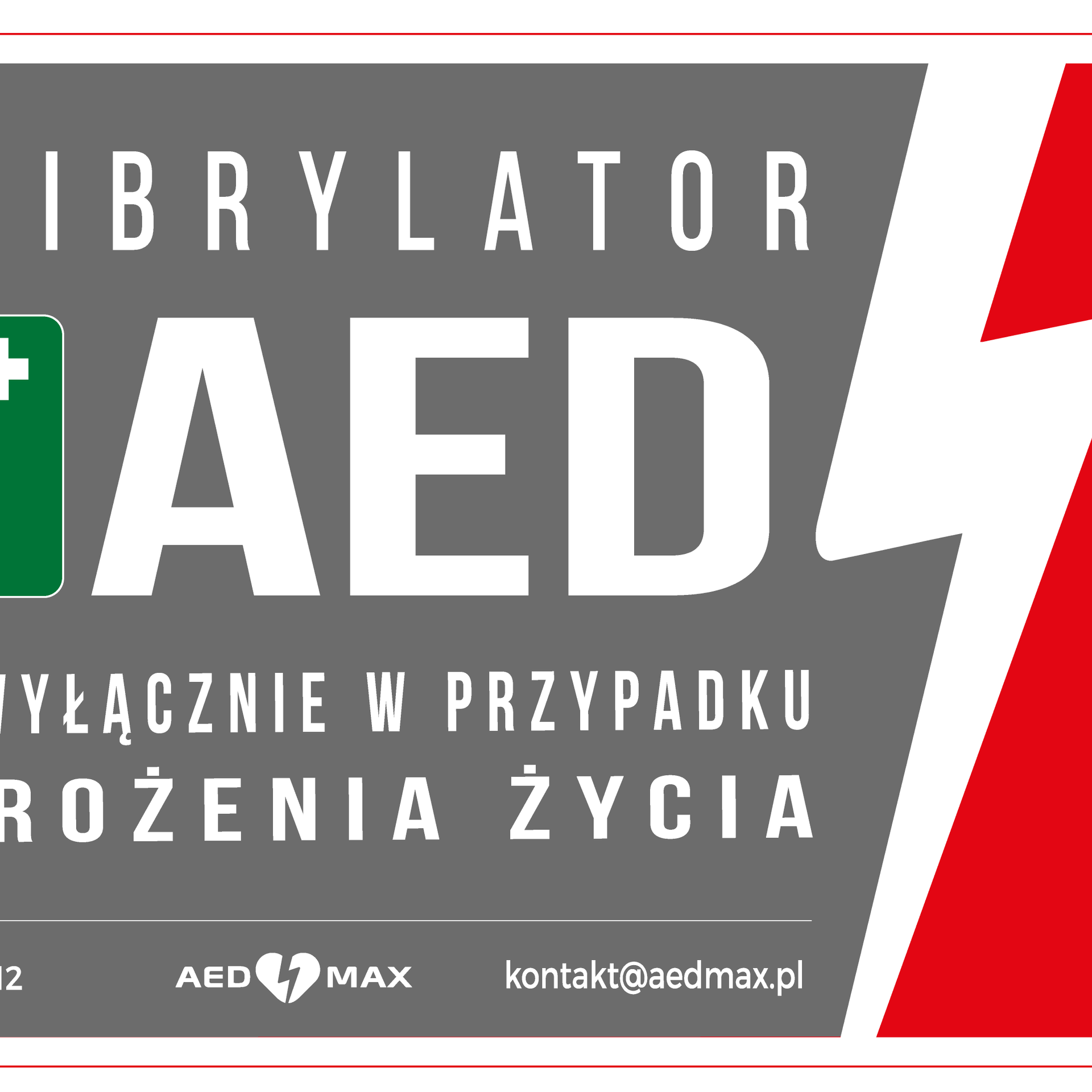 Tablica AED do szafki / gabloty - wewnętrzna